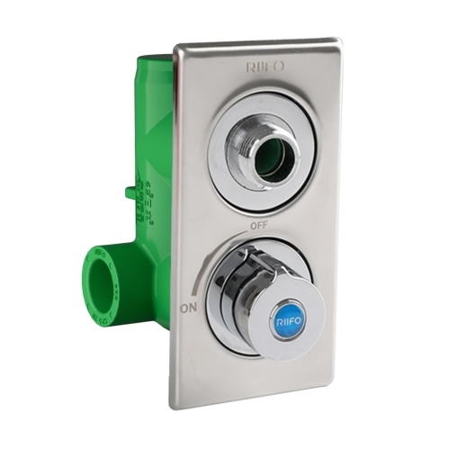 AZ109PPR三通暗裝瓷芯角閥DN20（綠）（加高型）（不銹鋼面板）